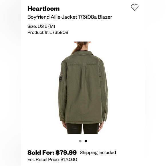 Heartloom - Boyfriend Allie Jacket Blazer/Utility Jacket (Women’s Small) - Picture 4 of 11
